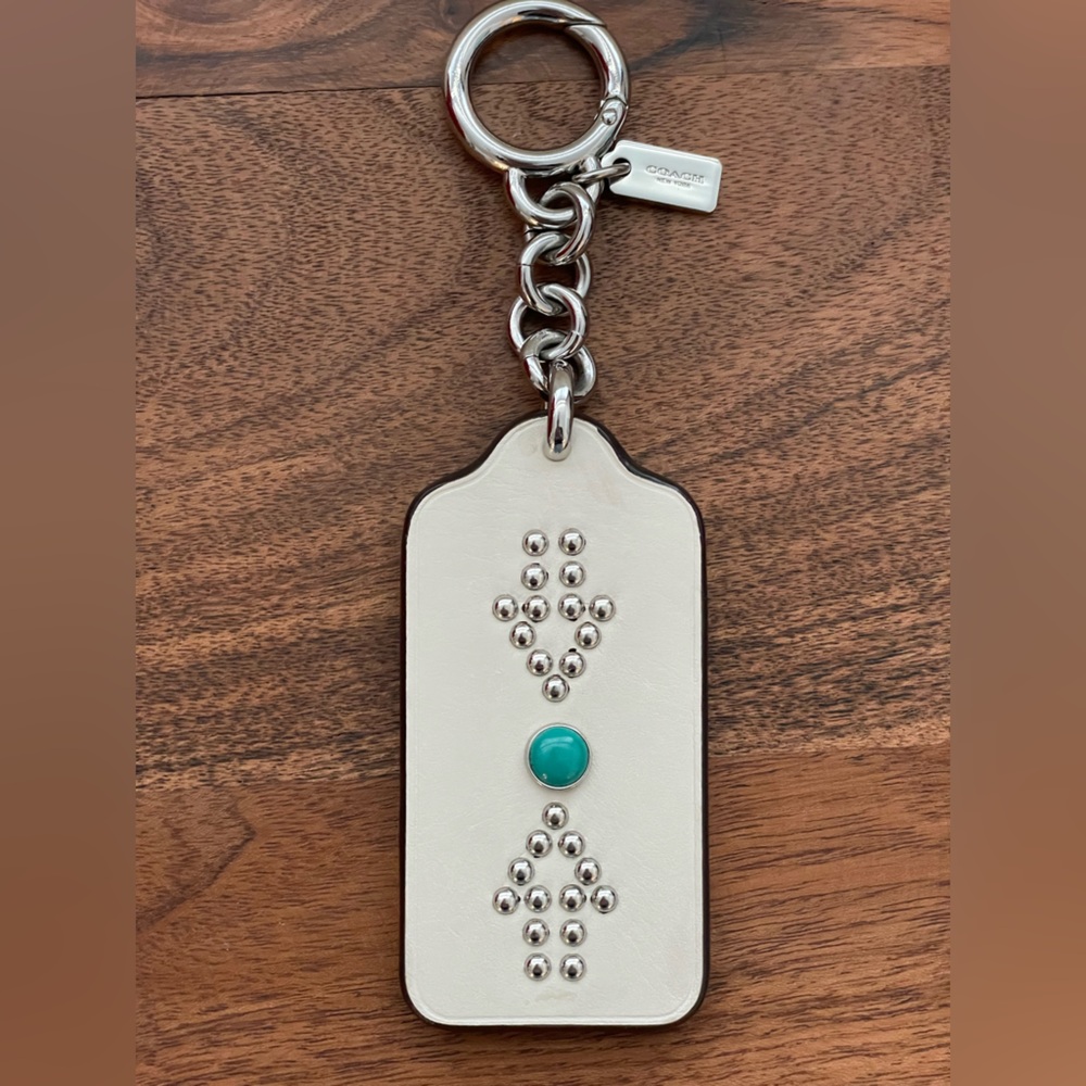 COACH Western Rivet Chalk Leather Hang Tag Bag Charm